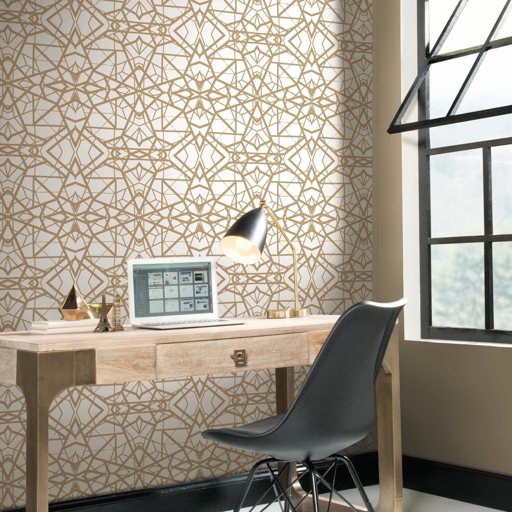 RoomMates White and Gold Shatter Geometric Wallpaper
