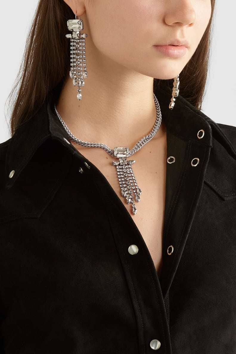 Isabel Marant Silver-tone crystal necklace and earrings set