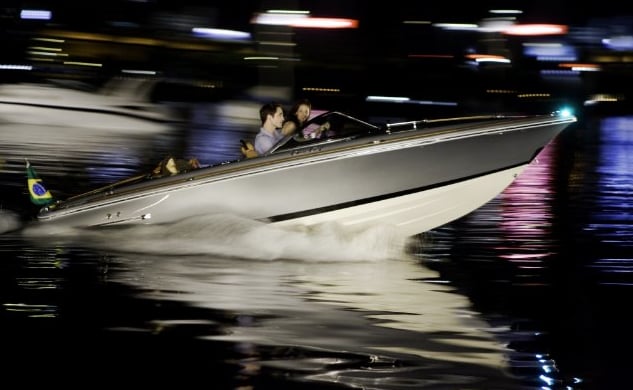 Robert Pattinson and Kristen Stewart filed into a speed boat to film a scene for 2011's Breaking Dawn Part 1.