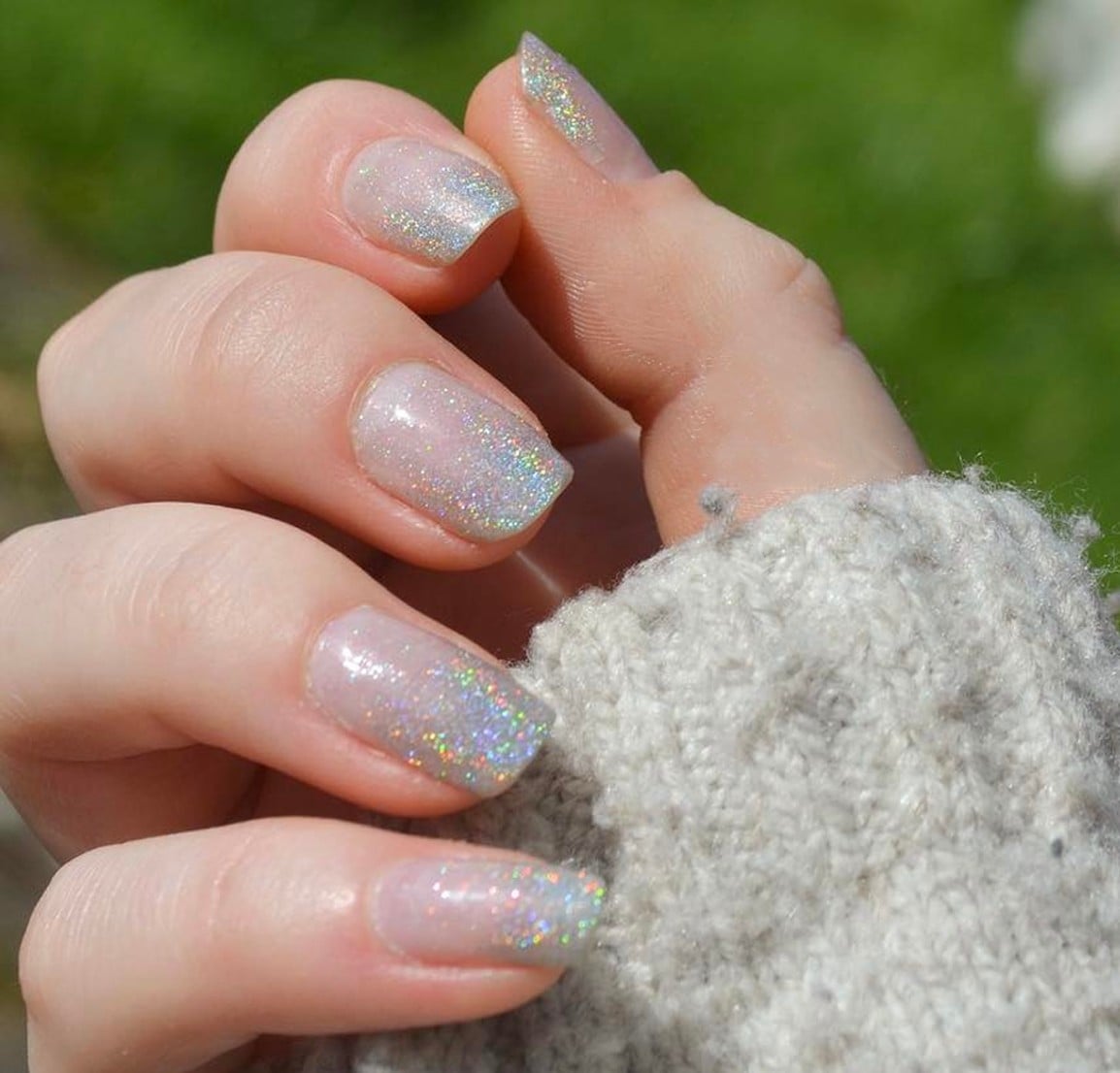 White Acrylic Nail Tutorial with glitter slice 