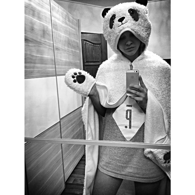 Barbara Palvin took a mirror selfie in her panda towel.
Source: Instagram user realbarbarapalvin