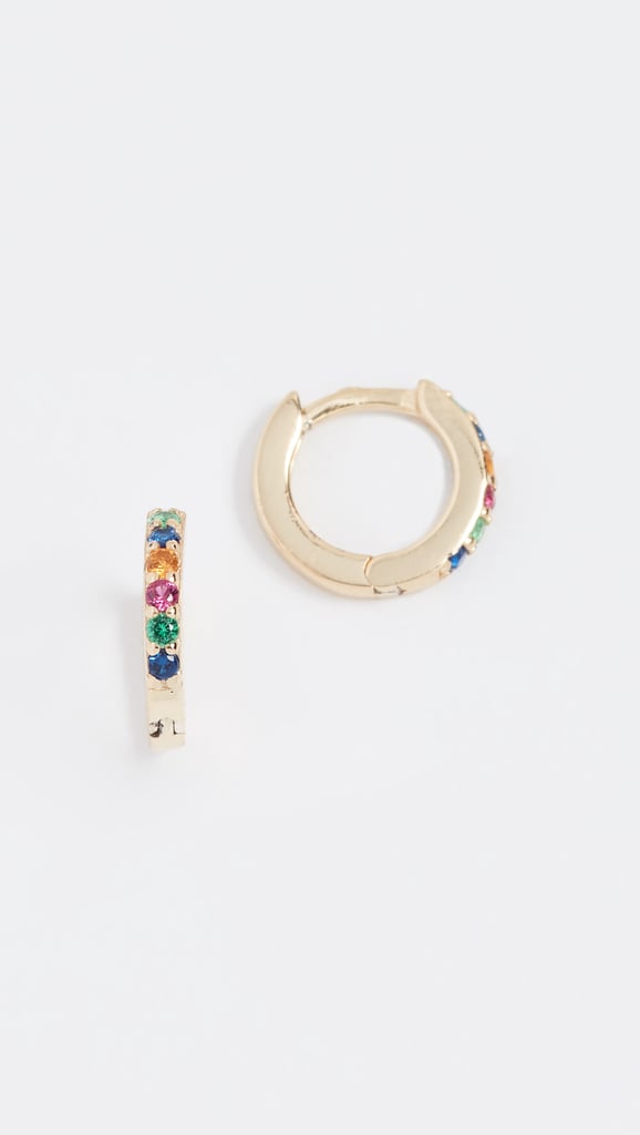 Shashi Rainbow Katerina Pave Huggie Earrings