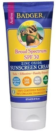 Badger SPF 30 Sunscreen Cream Lavender ($14) is also recommended by EWG's 2017 sunscreen guide. Zinc oxide is the active ingredient.