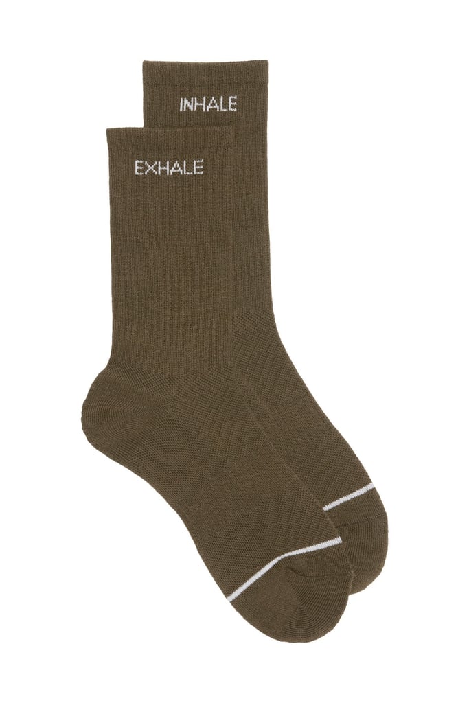 Dark Olive Inhale Exhale Crew Sock