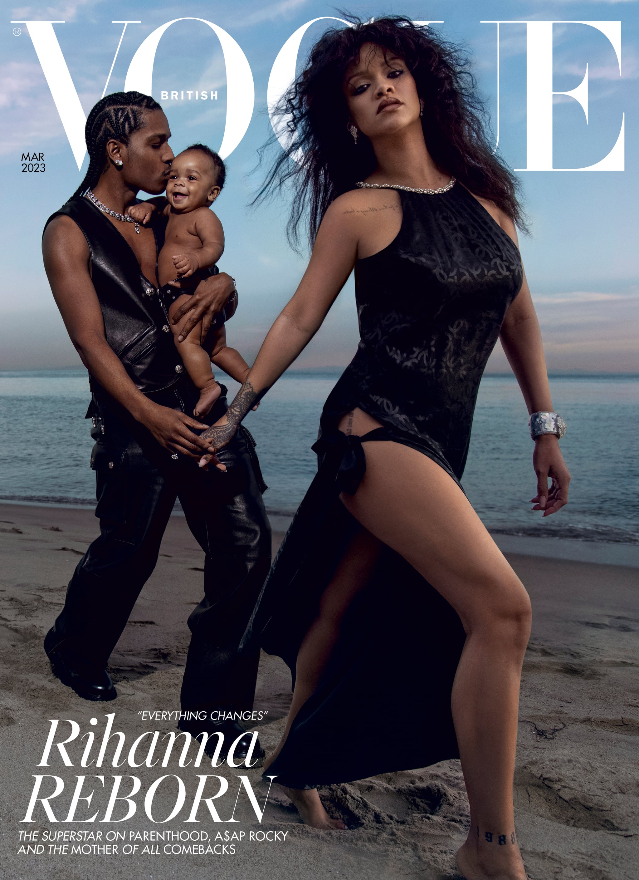 Rihanna Wearing a Chanel Halter Dress on British Vogue, Rihanna Gives Her  Pregnancy Style a Y2K Spin in a Fuzzy Tube Top
