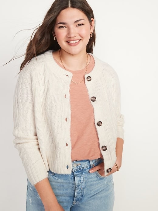 Old Navy Cropped Cable-Knit Cardigan Sweater