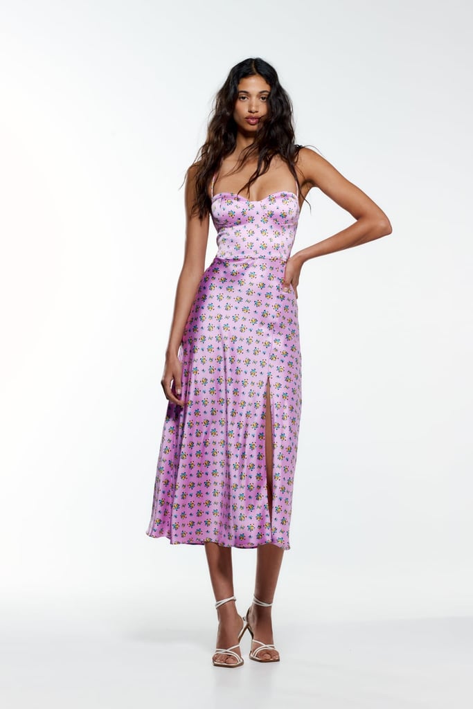 Zara Satin Effect Print Dress ...