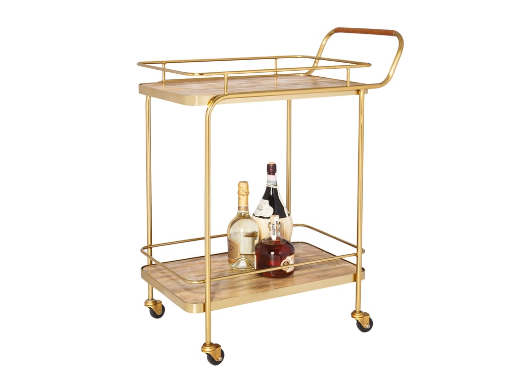 Gold Bar Cart With Leather Handle ($130)