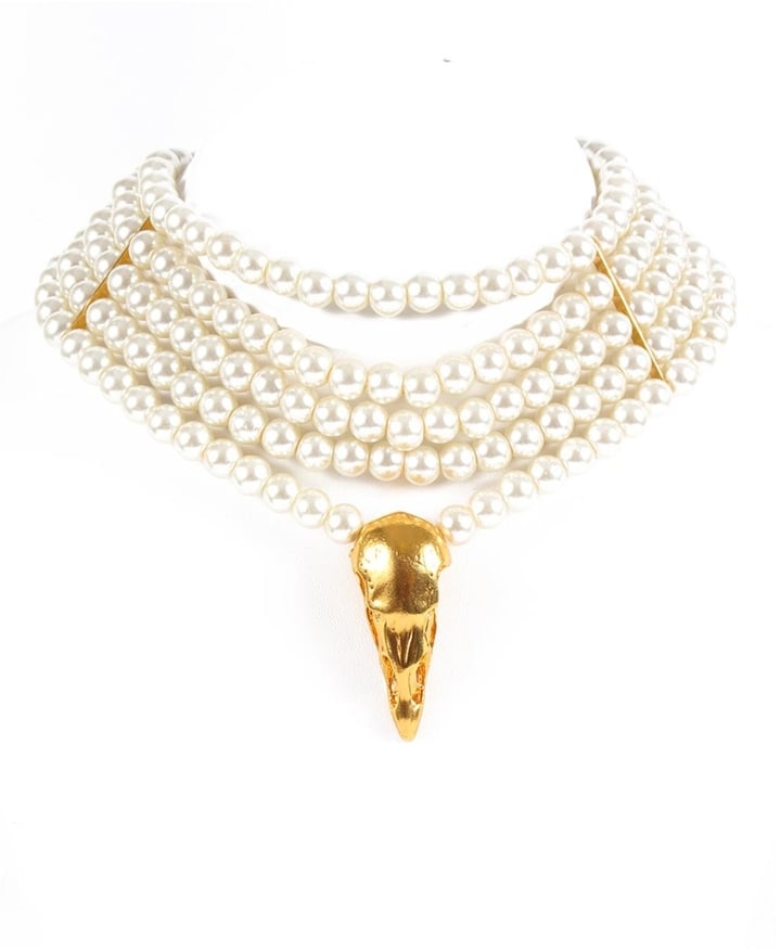 Laura Cantu Pearl Choker Skull