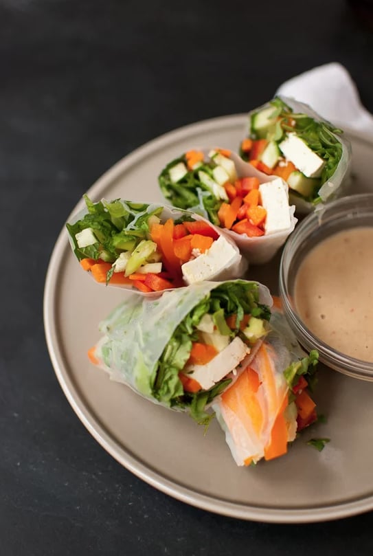 Summer Rolls With Spicy Peanut Sauce Bite Size Baby Shower Foods Summer Rolls With Spicy Peanut Sauce Bite Size Baby Shower Foods