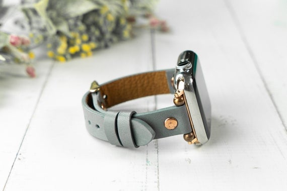 Gray Leather Apple Watch Band