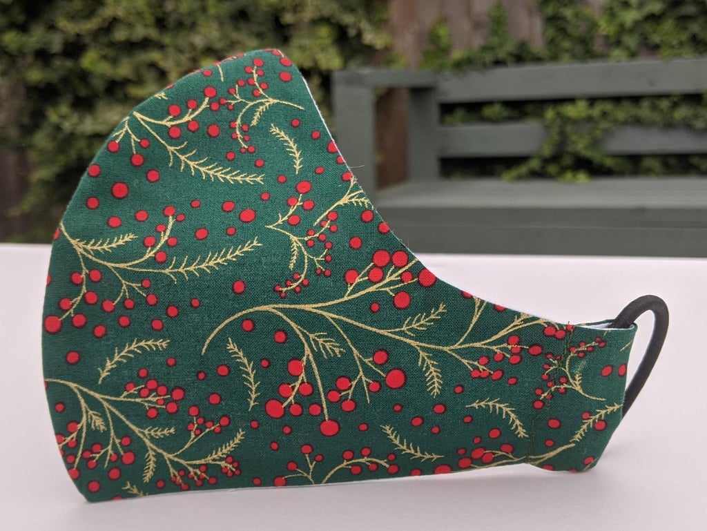 Christmas Berries Face Mask ChristmasThemed Fabric Face Masks