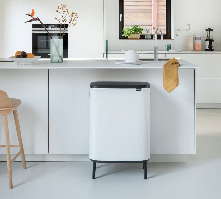 Large Brabantia Bo Touch Trash Can in White