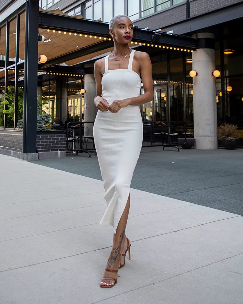 A Night Out Dress: The Drop Whisper White Strappy Rib Midi Dress by @signedblake