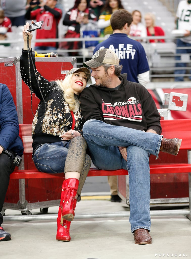 Gwen Stefani and Blake Shelton at Football Game 2015