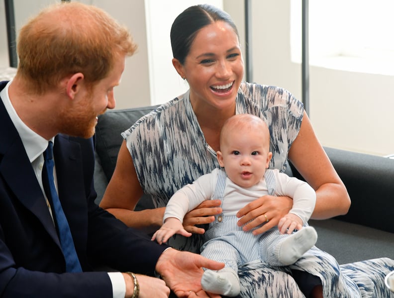 Britain's Prince Harry and his wife Meghan, Duchess of Sussex, holding their son Archie, meet Archbishop Desmond Tutu at the Desmond & Leah Tutu Legacy Foundation in Cape Town, South Africa, September 25, 2019. REUTERS/Toby Melville/Pool