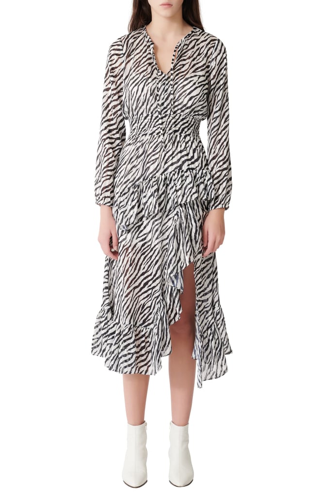 Maje Ribou Zebra Print Long Sleeve Dress