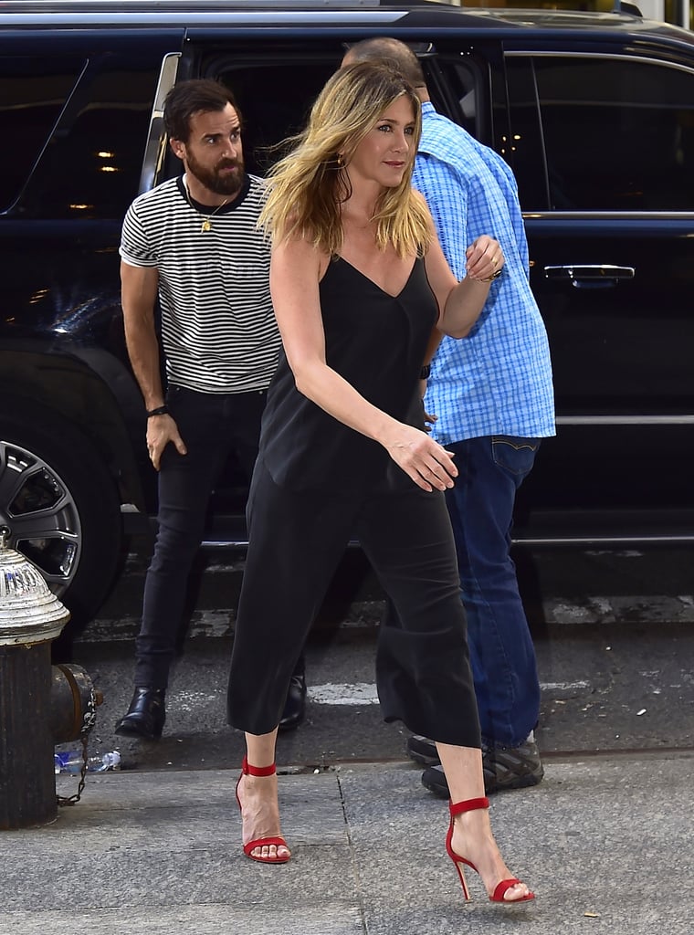 Jennifer Aniston's Black Outfit and Red Heels June 2016