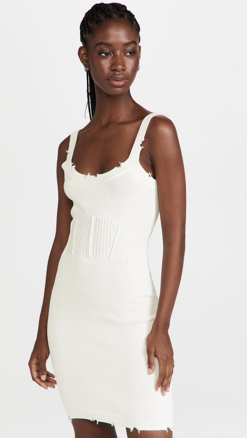 RAMONA Square Neckline Sleeveless Mini Dress with Slit (White