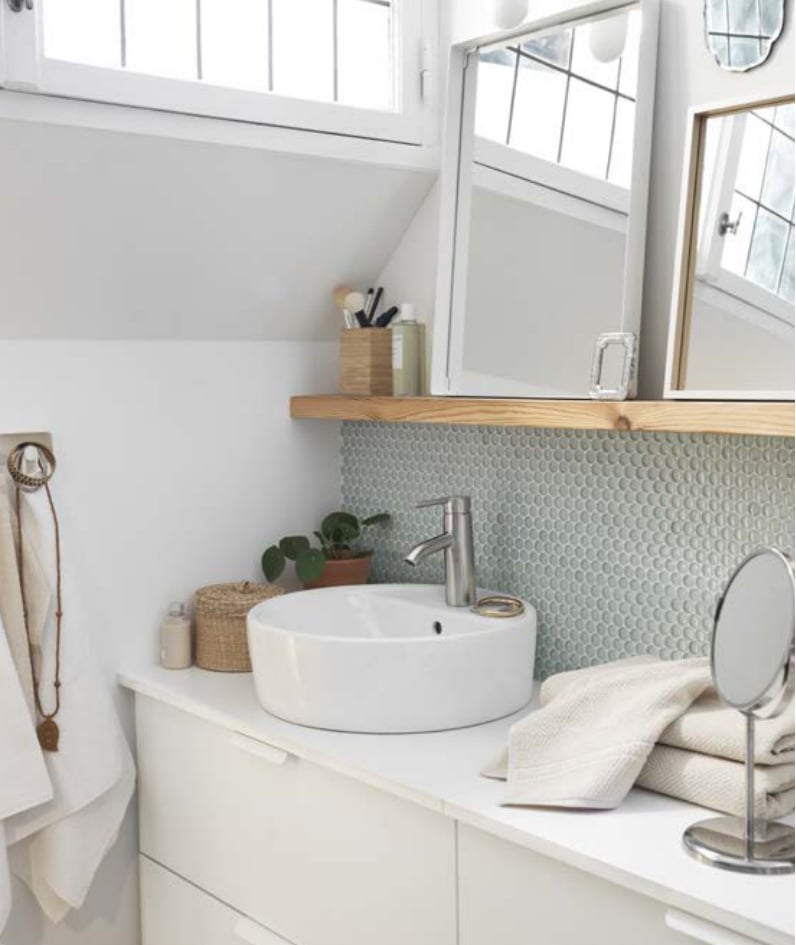 The combo Törnviken china sink and Aldern melamine laminate countertop are designed to work together, and at $100 and $60, respectively, they're also designed to work with your budget.