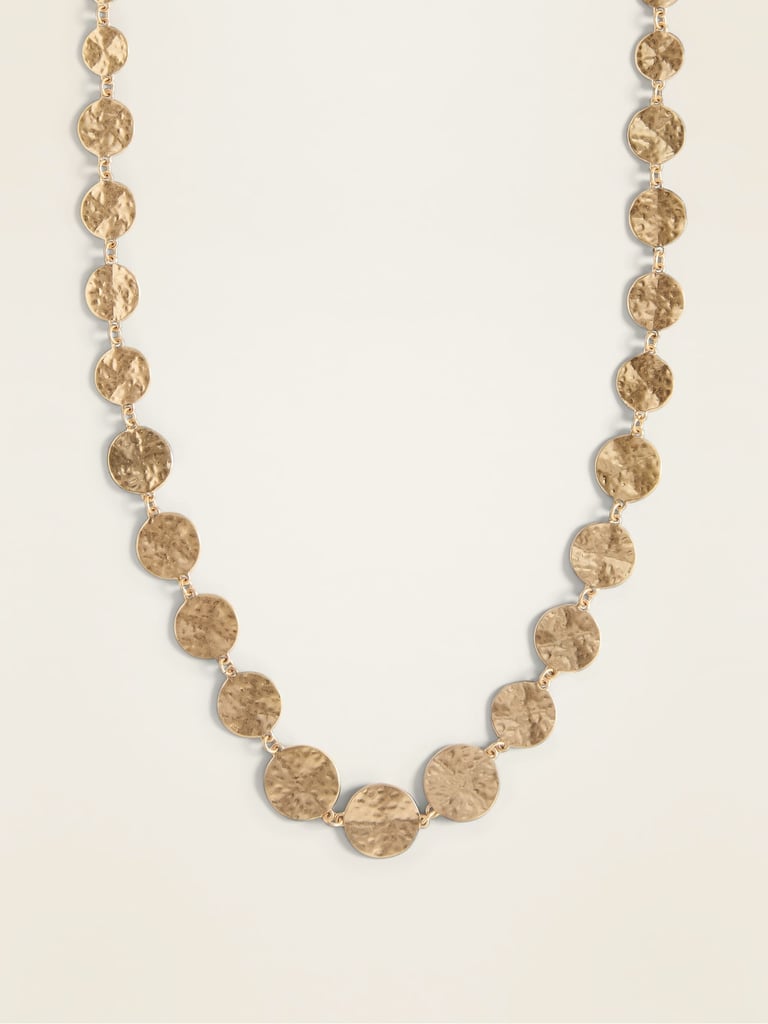 Old Navy Gold-Toned Hammered Disk Statement Necklace