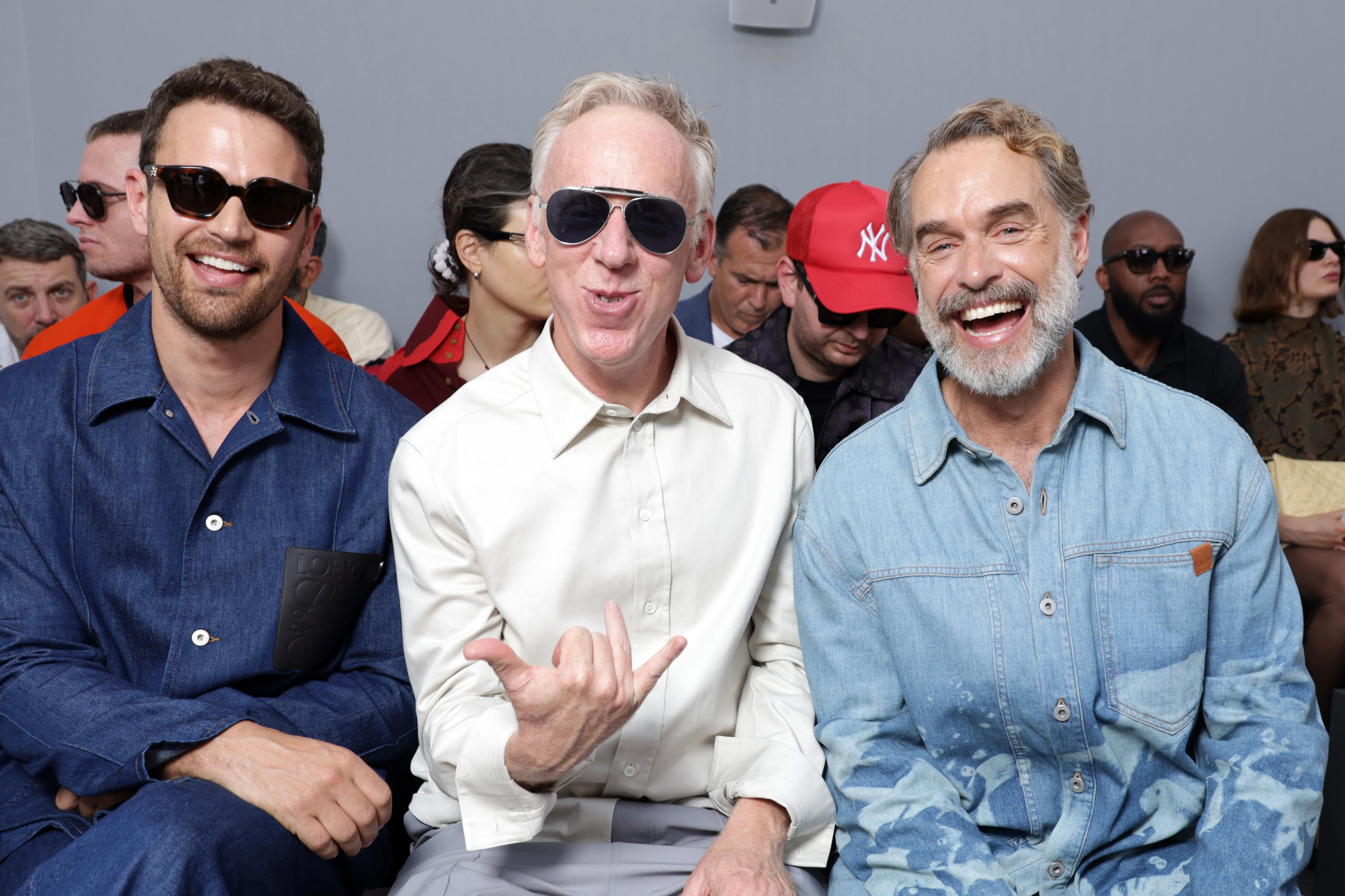 Theo James, Mike White, and Murray Bartlett Have a “White Lotus” Reunion During Fashion Show