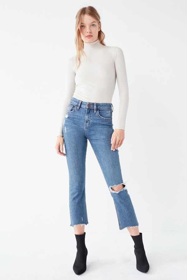 BDG Kick Flare High-Rise Ripped Cropped Jean
