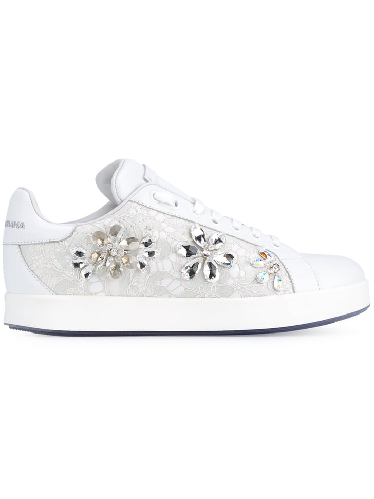 Dolce & Gabbana Embellished Lace Sneakers | Bridal Sneakers | POPSUGAR Fashion Photo 12