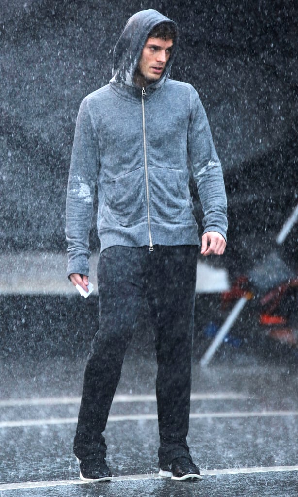 Jamie Dornan Running in Rain | Fifty Shades of Grey Photos