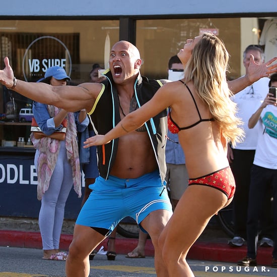 Dwayne Johnson Playing With a Ball in Venice Beach Pictures