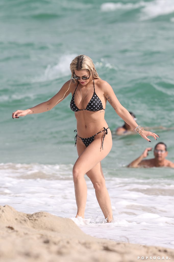 Rita Ora in Polka-Dot Bikini in Miami 2015