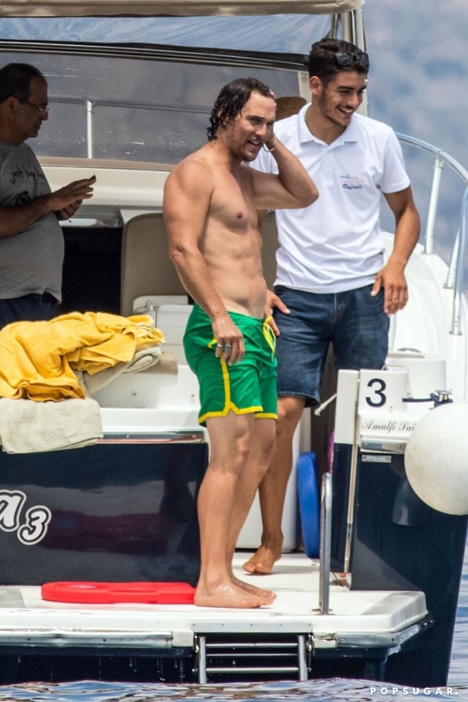 Matthew McConaughey Shirtless on a Boat in Italy June 2018