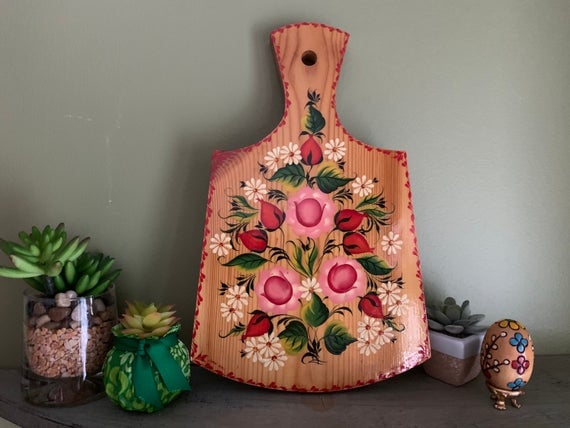 Wooden Folk Art Painted Cutting Board