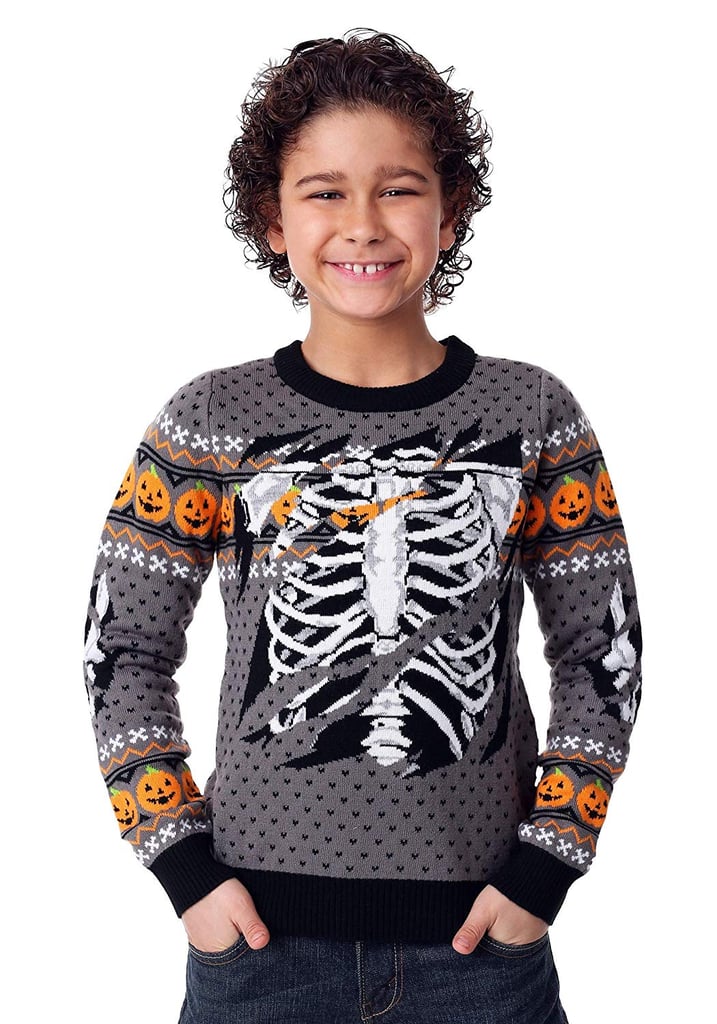 Fun Wear Child Ripped Open Skeleton Halloween Sweater Ugly Halloween