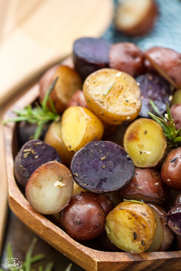 Garlic Rosemary Tri-Color Potatoes