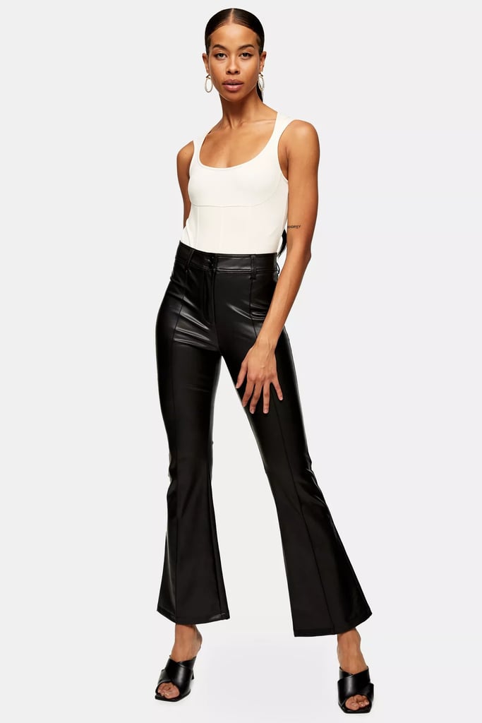 Black PU Flare Pants