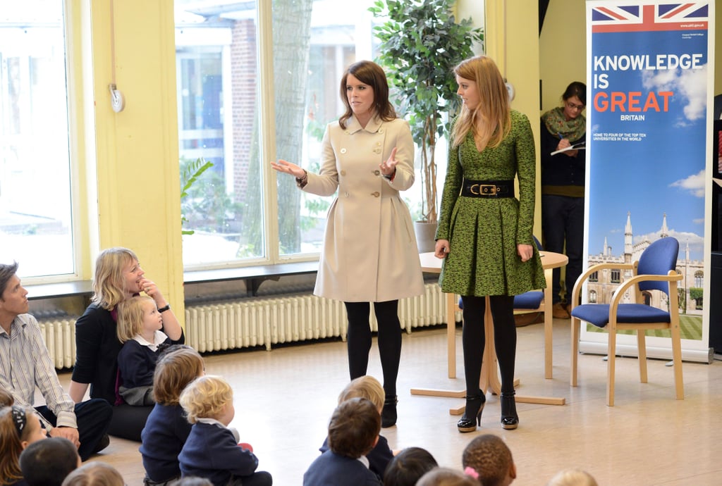 Princess Eugenie teamed up with Princess Beatrice to support the government's GREAT Initiative with a school visit in Berlin, Germany in January 2013.