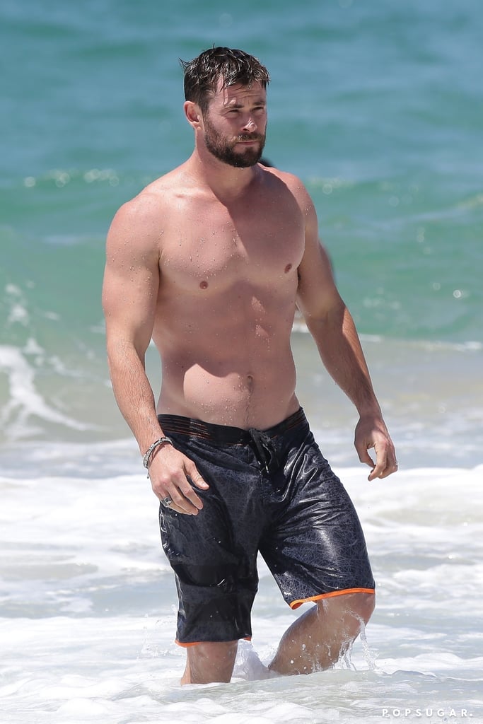 There are so many Chrises in Hollywood; you've got Evans, Pine, and Pratt, but none of them quite compare to Hemsworth. In addition to his dreamy baby blues and his sexy Australian accent, the father of three looks extremely good without a shirt on. Washboard abs? Check. Bulging biceps? Check. Perfectly tanned skin? Check. What more could you ask for? Read on to see Chris's hottest shirtless moments, but first, you might want to grab a cold towel. 

    Related:

            
            
                                    
                            

            Chris Hemsworth and Matt Damon Spent Easter Sunday Together at the Beach, and It Looked Like a Blast