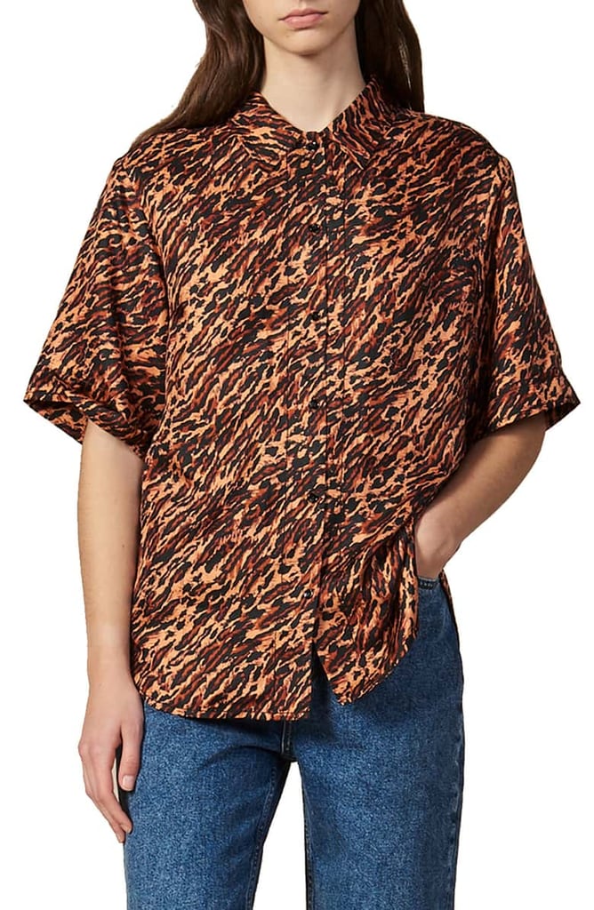 Sandro Evie Leopard Print Silk Shirt