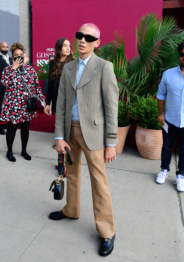 At the Gossip Girl premiere wearing head-to-toe Gucci.