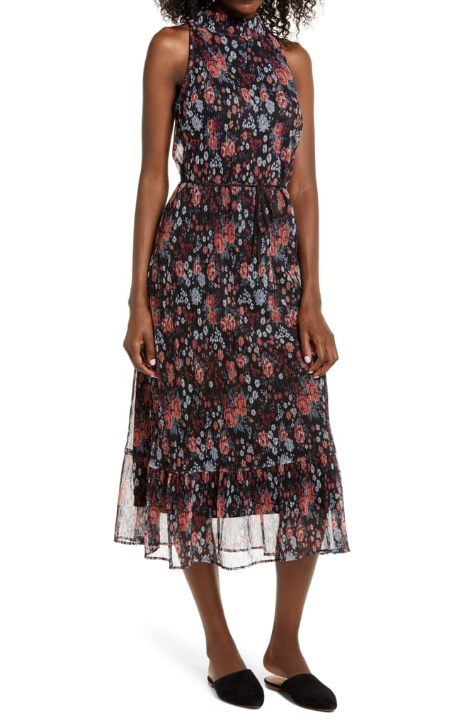 Sam Edelman Floral Plissé Midi Dress