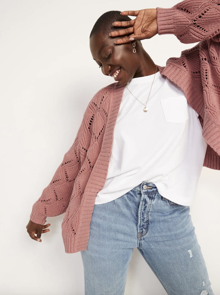 Old Navy Pointelle-Knit Open-Front Cardigan Sweater