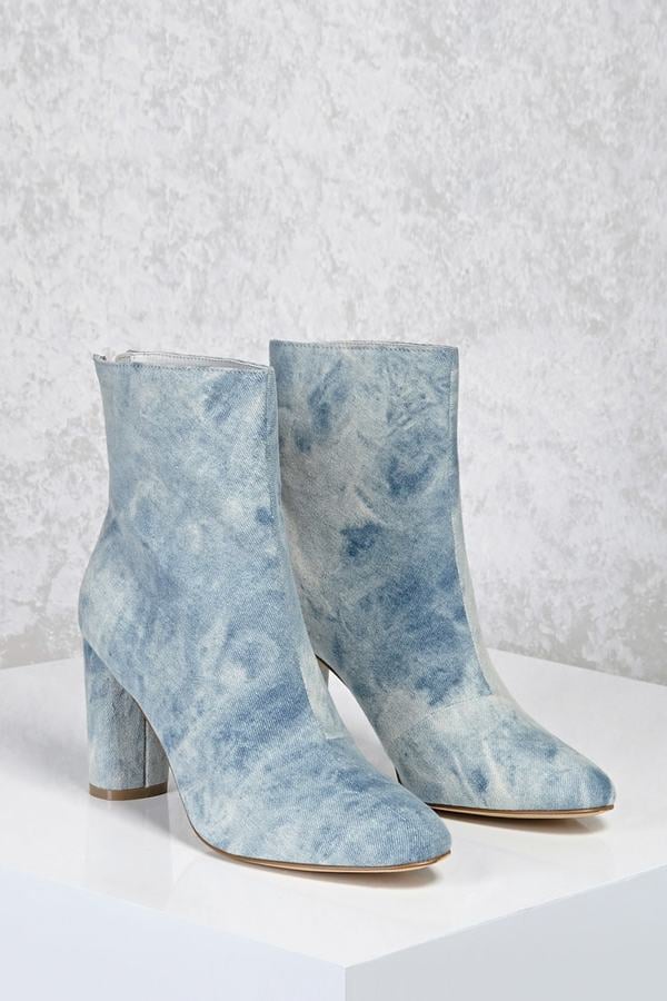 Forever 21 Acid Wash Denim Ankle Boots