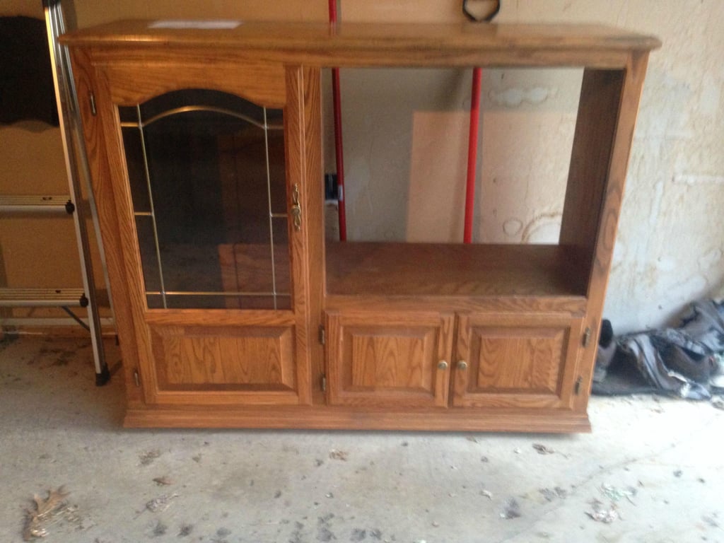 They started with an old, solid-wood entertainment center.