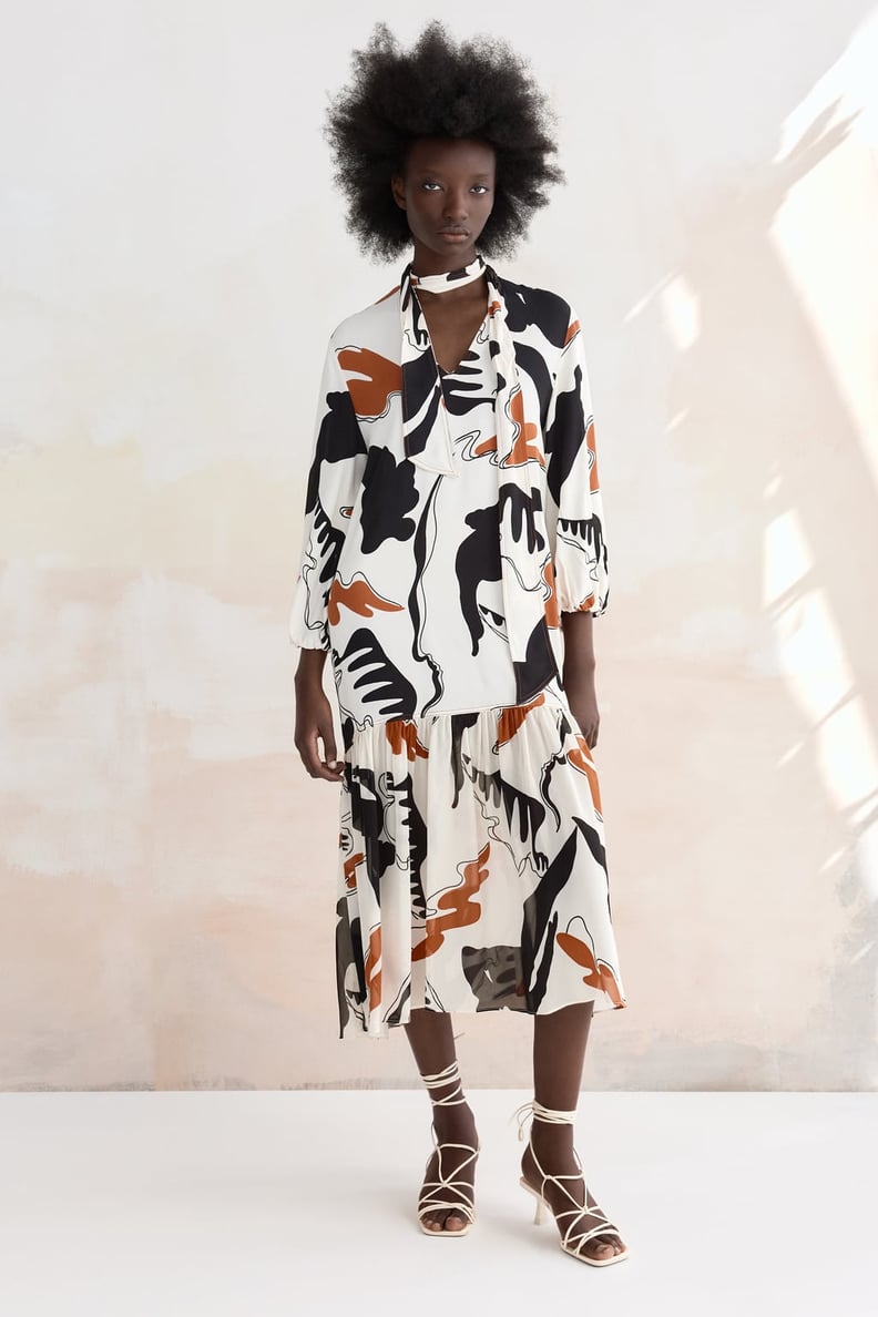 Abstract Print: Zara Printed Midi Dress