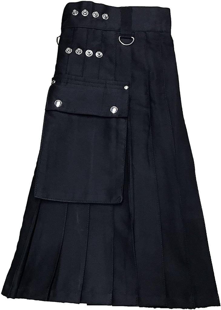 McWilliams Black Deluxe Modern Leather Straps Utility Kilt