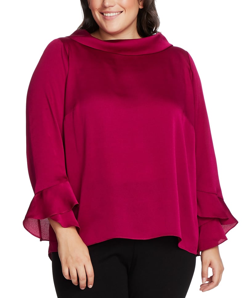 Vince Camuto Mock-Neck Bell-Sleeve Top