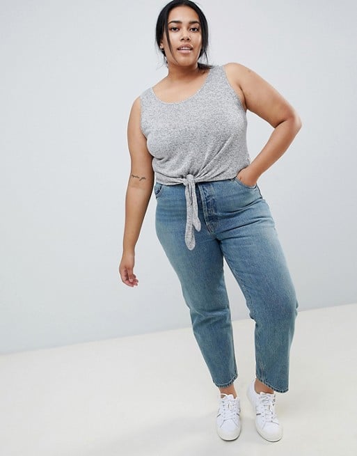 ASOS Design Curve Recycled Florence Authentic Straight Leg Jeans in Light Stonewash Blue