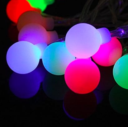 Frosted LED Multi-Colored Globe String Lights With Remote Control