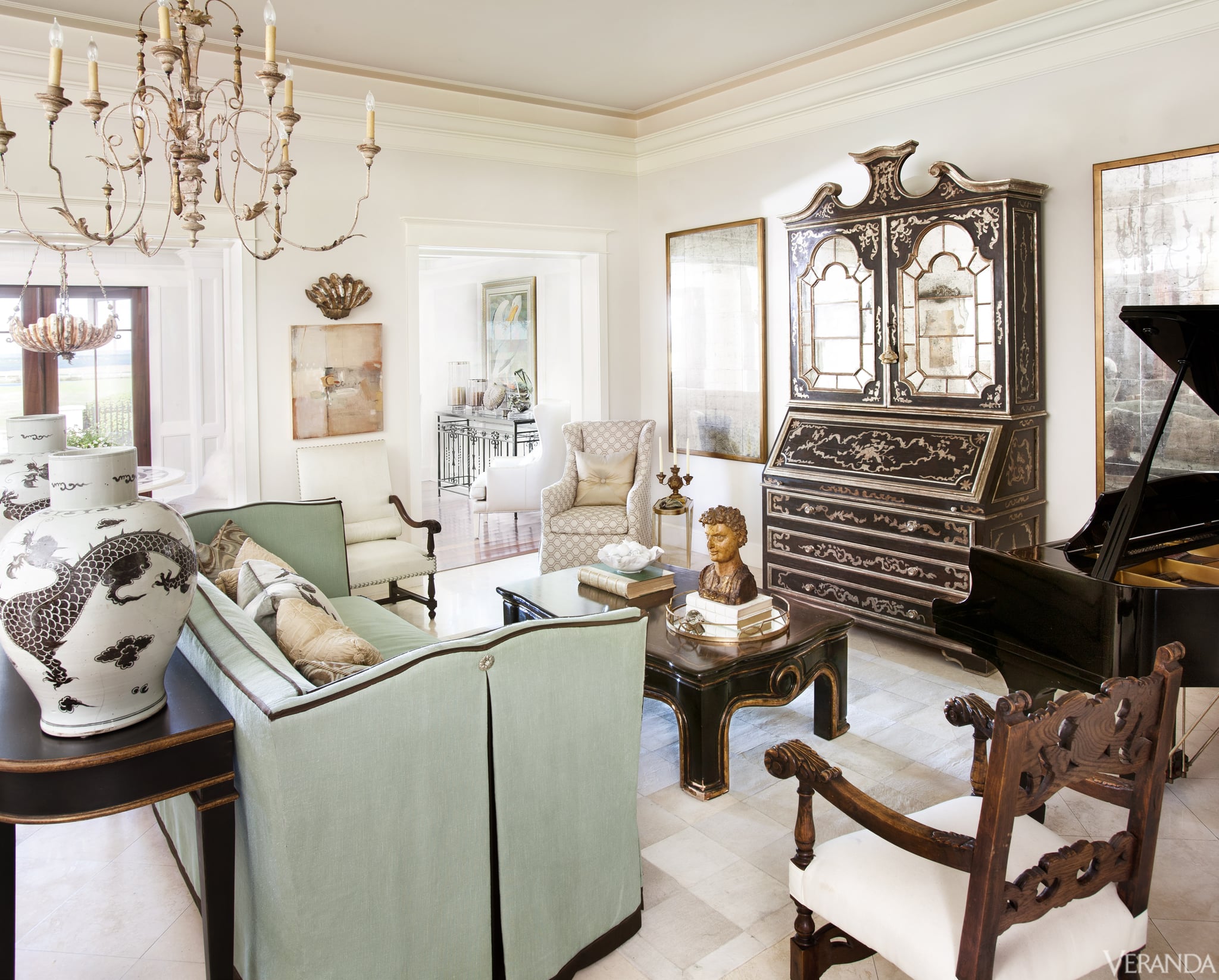 A Seafoam Green Couch And Vintage Accessories Make The Chef S
